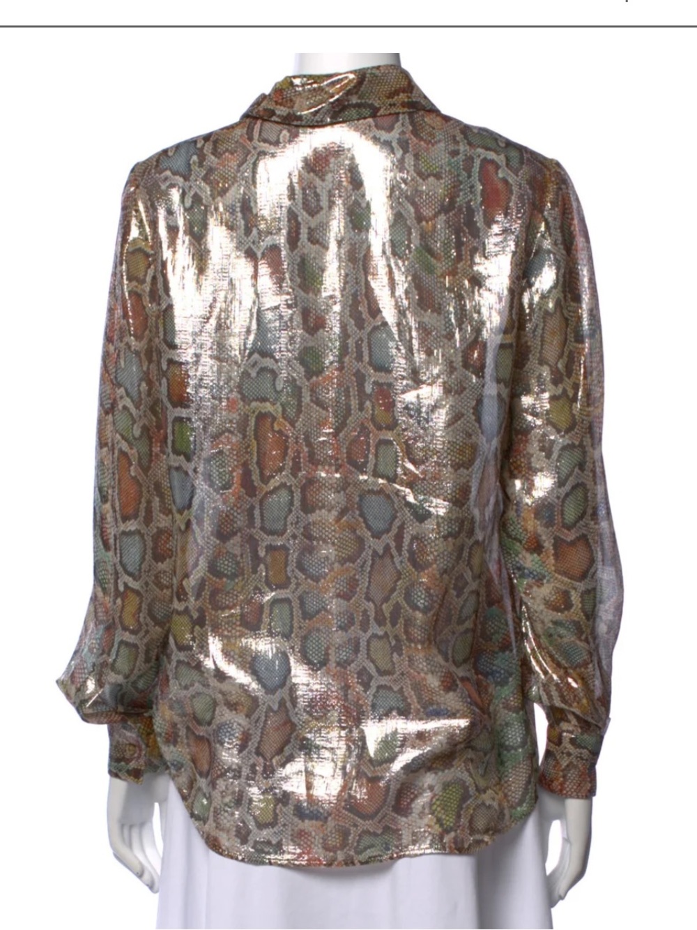 Roberto Cavalli Iridescent Snake-Print Button-Front Blouse - Multi Metallic - Picture 3 of 4